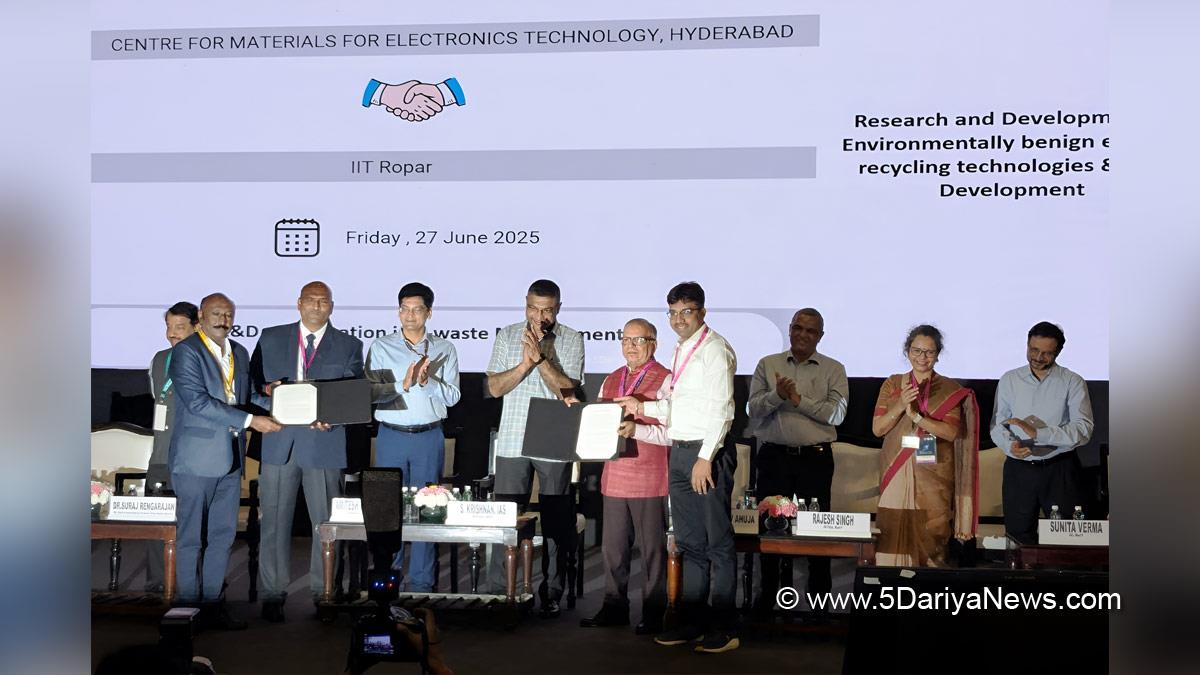 IIT Ropar, Prof Rajeev Ahuja, S Krishnan, Amitesh Kumar Sinha, MeitY, Centre for Materials for Electronics Technology, C MET, Ropar  